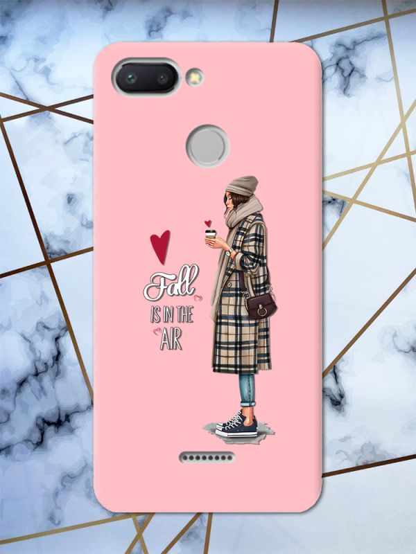 Матовий рожевий чохол на Xiaomi Redmi 6 Дівчина з кавою принт 59