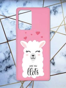 Матовий рожевий чохол на Samsung Galaxy A52 рельєфний дизайн Лама принт 94
