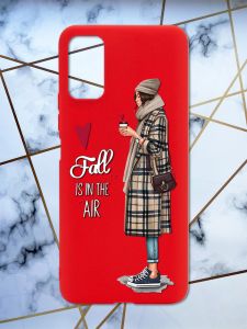 Матовий червоний чохол на Xiaomi Redmi Note 11 4G Дівчина з кавою принт 59