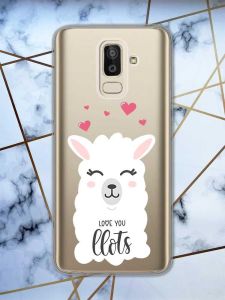 Прозорий чохол для Samsung Galaxy J8 (2018)  рельєфний дизайн Лама принт 94