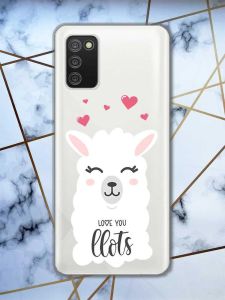 Прозорий чохол для Samsung Galaxy A02s  рельєфний дизайн Лама принт 94