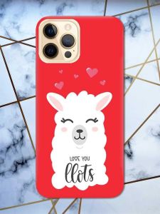 Матовий червоний чохол на Apple iPhone 12 Pro Max рельєфний дизайн Лама принт 94