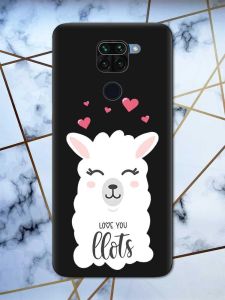 Матовий чорний чохол на Xiaomi Redmi Note 9 рельєфний дизайн Лама принт 94