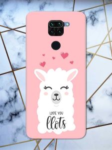 Матовий рожевий чохол на Xiaomi Redmi Note 9 рельєфний дизайн Лама принт 94