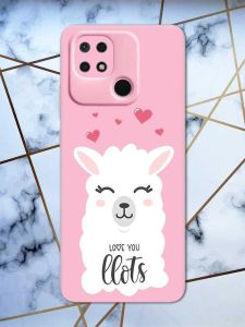 Матовий рожевий чохол на Xiaomi Redmi 10C рельєфний дизайн Лама принт 94