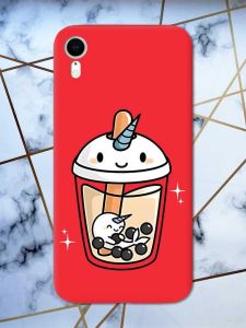 Матовий червоний чохол на Apple iPhone XR дизайн Коктейль Єдиноріг принт 96