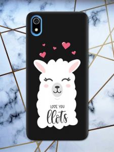 Матовий чорний чохол на Xiaomi Redmi 7A рельєфний дизайн Лама принт 94