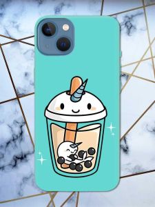 Матовий бірюзовий чохол на Apple iPhone 13 дизайн Коктейль Єдиноріг принт 96