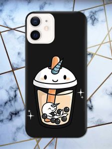 Матовий чорний чохол на Apple iPhone 12 / 12 Pro (6.1) дизайн Коктейль Єдиноріг принт 96