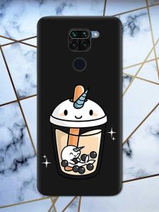 Матовий чорний чохол на Xiaomi Redmi Note 9 дизайн Коктейль Єдиноріг принт 96