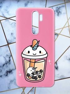 Матовий рожевий чохол на Xiaomi Redmi Note 8 Pro дизайн Коктейль Єдиноріг принт 96