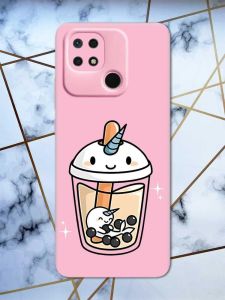 Матовий рожевий чохол на Xiaomi Redmi 10C дизайн Коктейль Єдиноріг принт 96