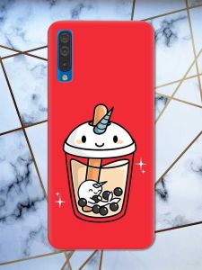 Матовий червоний чохол на Samsung Galaxy А50 (2019) А505 дизайн Коктейль Єдиноріг принт 96