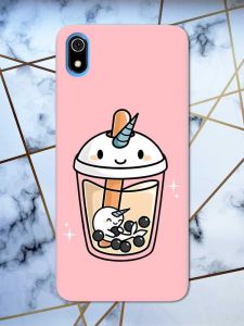 Матовий рожевий чохол на Xiaomi Redmi 7A дизайн Коктейль Єдиноріг принт 96