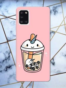 Матовий рожевий чохол на Samsung Galaxy А31 дизайн Коктейль Єдиноріг принт 96