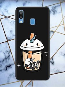 Матовий чорний чохол на Samsung Galaxy А30 (2019) / А20 (2019) дизайн Коктейль Єдиноріг принт 96