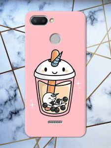 Матовий рожевий чохол на Xiaomi Redmi 6 дизайн Коктейль Єдиноріг принт 96