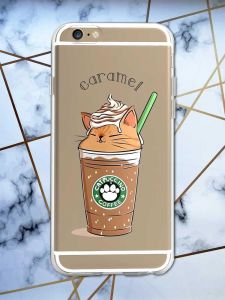 Прозорий чохол на iPhone 6/6s :: Капучіно котик (принт 97)
