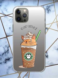 Прозорий чохол на iPhone 12 Pro Max дизайн Капучіно котик принт 97