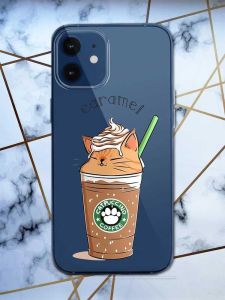 Прозорий чохол на iPhone 12 mini дизайн Капучіно котик принт 97