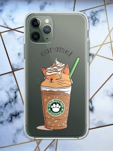 Прозорий чохол на iPhone 12 / 12 Pro дизайн Капучіно котик принт 97