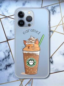 Прозорий чохол на Apple iPhone 11 Pro (5,8) дизайн Капучіно котик принт 97
