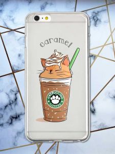 Прозорий чохол на iPhone 6+/6 Plus Капучіно котик принт 97