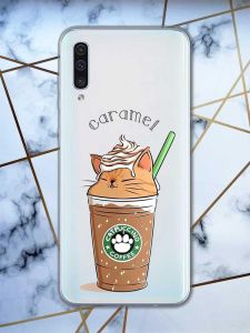 Прозорий чохол на Samsung Galaxy A50 (2019) A505 дизайн Капучіно котик принт 97
