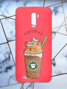 Матовий червоний чохол на Xiaomi Redmi Note 8 Pro дизайн Капучіно котик принт 97