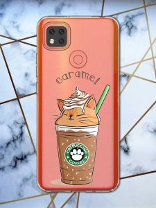 Прозорий чохол для Xiaomi Redmi 9C дизайн Капучіно котик принт 97