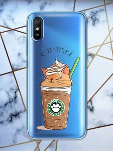Прозорий чохол на Xiaomi Redmi 9A  дизайн Капучіно котик принт 97