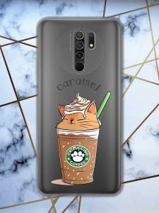 Прозорий чохол на Xiaomi Redmi 9  дизайн Капучіно котик принт 97