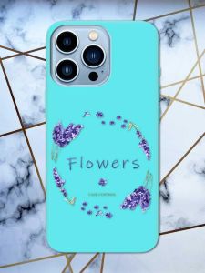 Матовий бірюзовий чохол на Apple iPhone 13 Pro Max рельєфний дизайн Лавандовий віночок принт 19