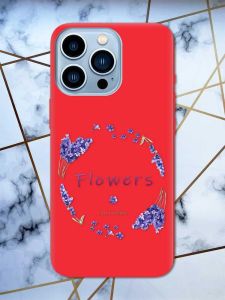 Матовий червоний чохол на Apple iPhone 13 Pro Max рельєфний дизайн Лавандовий віночок принт 19