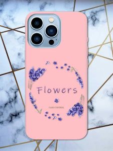Матовий рожевий чохол на Apple iPhone 13 Pro Max рельєфний дизайн Лавандовий віночок принт 19