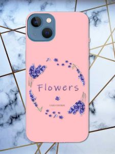 Матовий рожевий чохол на Apple iPhone 13 рельєфний дизайн Лавандовий віночок принт 19