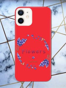 Матовий червоний чохол на Apple iPhone 12 / 12 Pro (6.1) рельєфний дизайн Лавандовий віночок принт 19