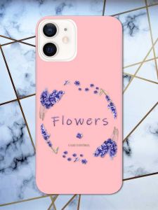 Матовий рожевий чохол на Apple iPhone 12 / 12 Pro (6.1) рельєфний дизайн Лавандовий віночок принт 19