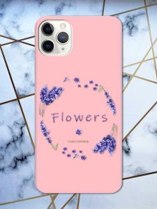 Матовий рожевий чохол на iPhone 11 Pro Max (6.5) рельєфний дизайн Лавандовий віночок принт 19