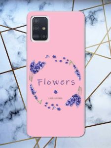 Матовий рожевий чохол на Samsung Galaxy A51 рельєфний дизайн Лавандовий віночок принт 19