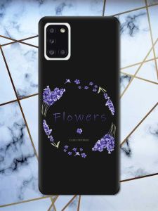 Матовий чорний чохол на Samsung Galaxy A31 рельєфний дизайн Лавандовий віночок принт 19