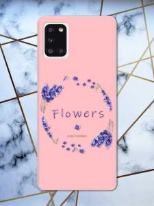 Матовий рожевий чохол на Samsung Galaxy A31 рельєфний дизайн Лавандовий віночок принт 19