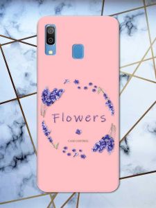 Матовий рожевий чохол на Samsung Galaxy А30 (2019) / А20 (2019) рельєфний дизайн Лавандовий віночок принт 19