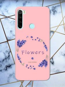 Матовий рожевий чохол на Xiaomi Redmi Note 9 рельєфний дизайн Лавандовий віночок принт 19