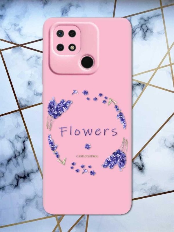 Матовий рожевий чохол на Xiaomi Redmi 10C рельєфний дизайн Лавандовий віночок принт 19