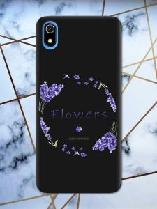 Матовий чорний чохол на Xiaomi Redmi 7A рельєфний дизайн Лавандовий віночок принт 19