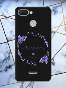 Матовий чорний чохол на Xiaomi Redmi 6 рельєфний дизайн Лавандовий віночок принт 19