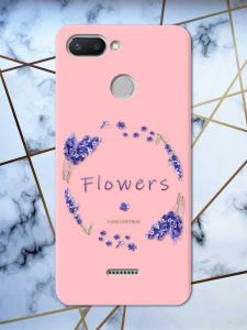 Матовий рожевий чохол на Xiaomi Redmi 6 рельєфний дизайн Лавандовий віночок принт 19