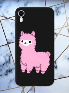 Матовий чорний чохол на Apple iPhone XR дизайн Лама рожева принт 100