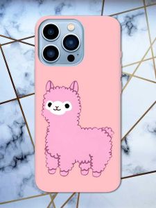 Матовий рожевий чохол на Apple iPhone 13 Pro Max дизайн Лама рожева принт 100